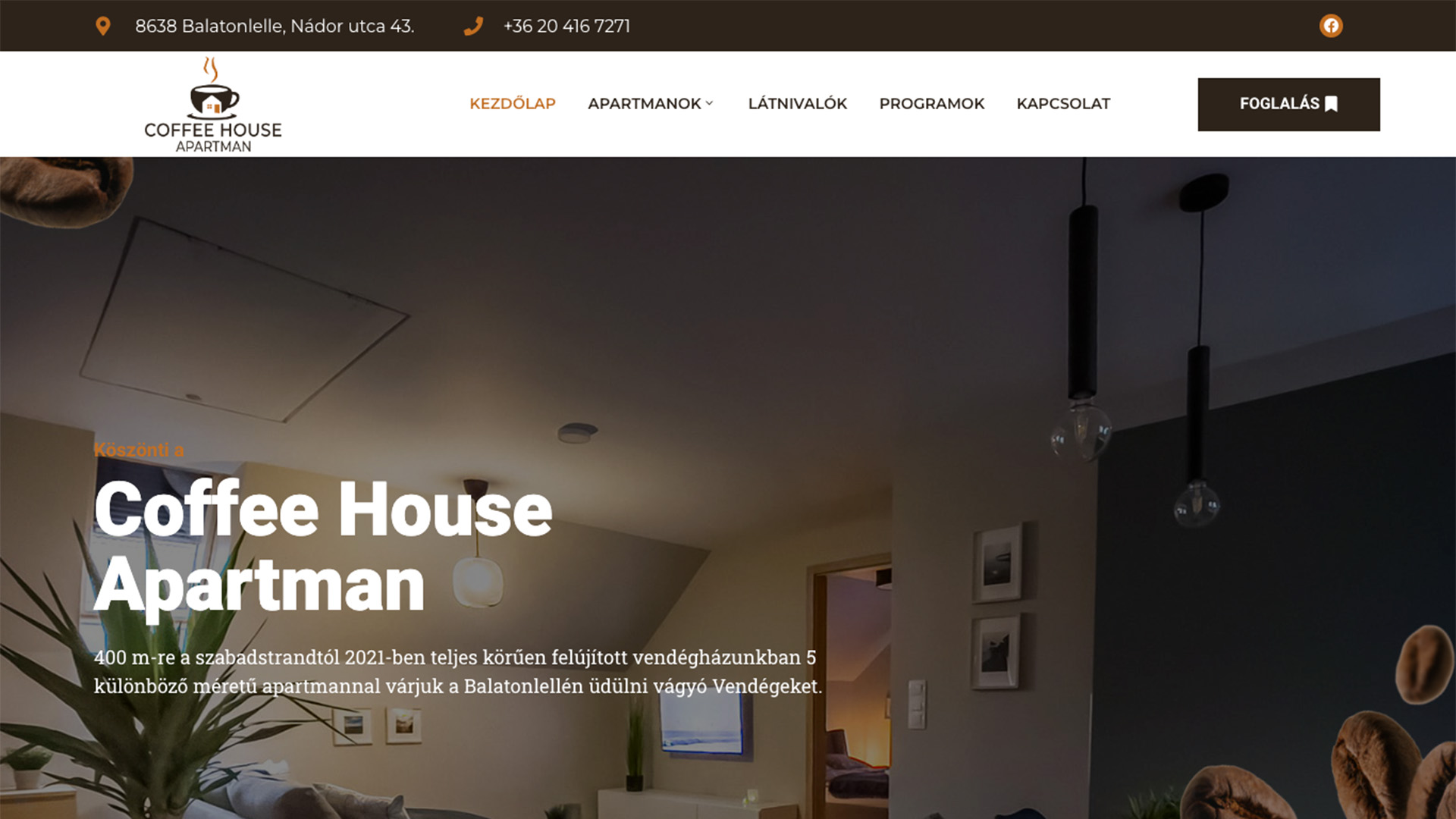 Coffee House Apartman weboldal